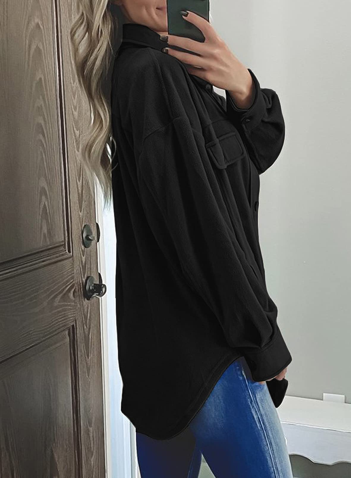 Casual Coat Long Sleeve Shacket Shirts Jacket
