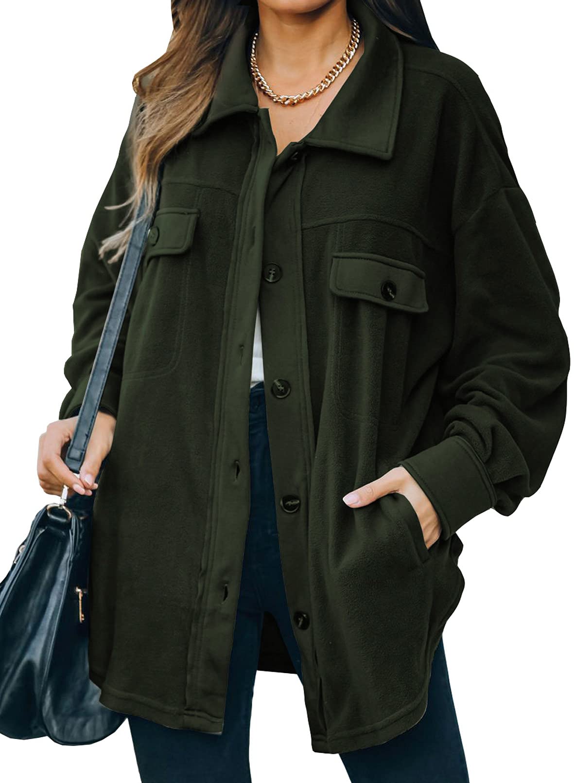 Casual Coat Long Sleeve Shacket Shirts Jacket