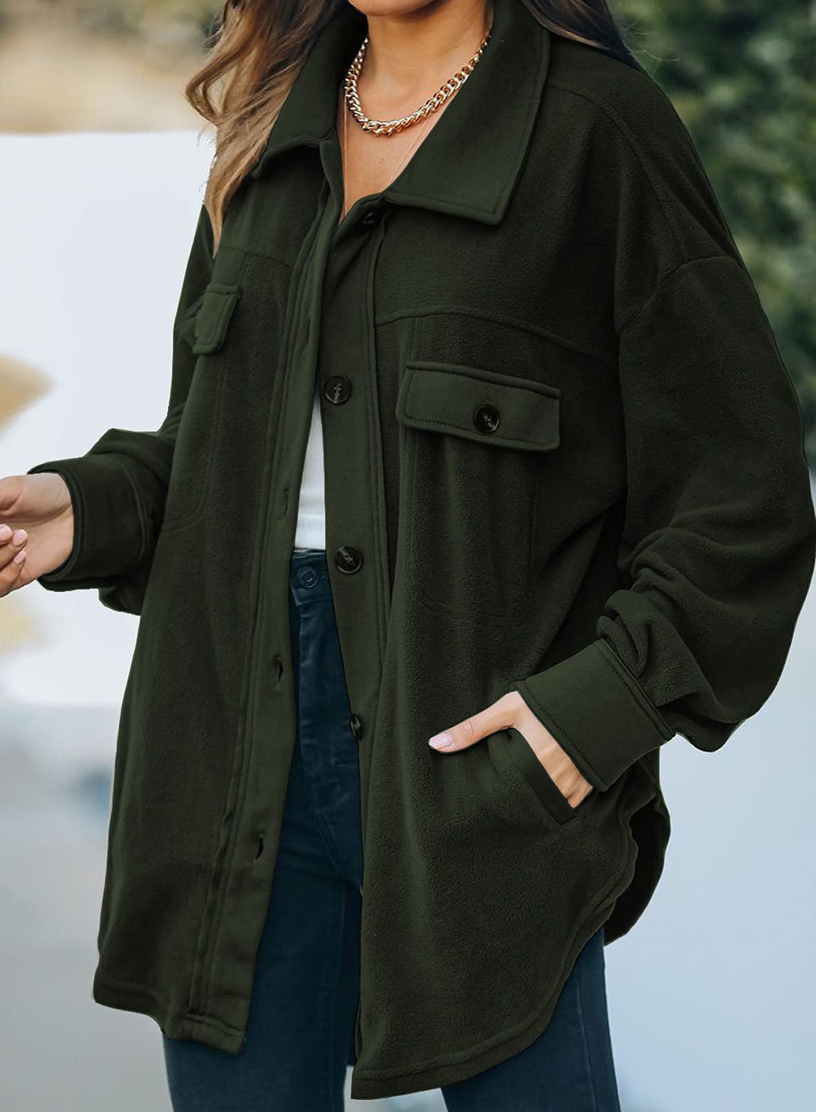 Casual Coat Long Sleeve Shacket Shirts Jacket