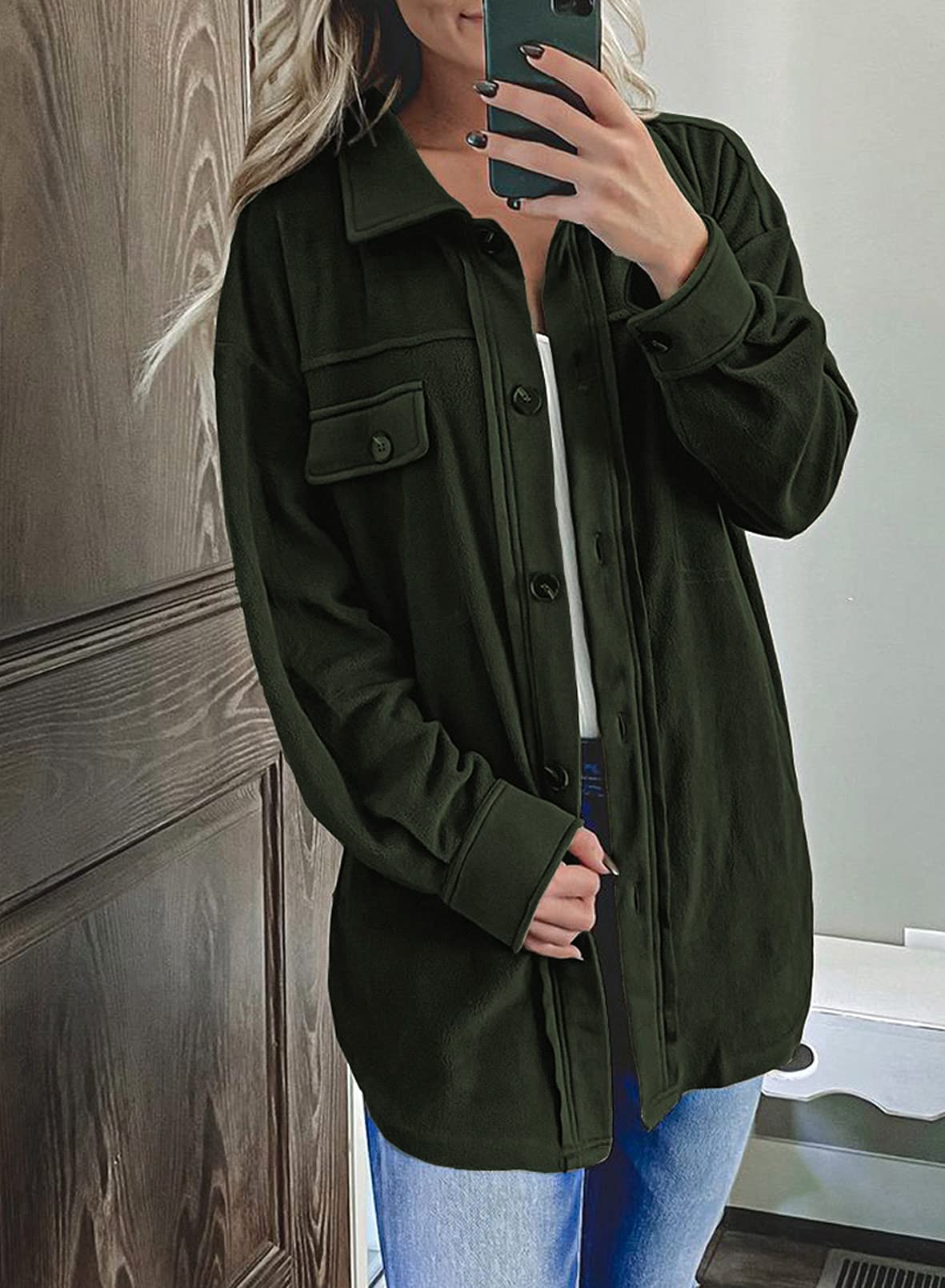 Casual Coat Long Sleeve Shacket Shirts Jacket