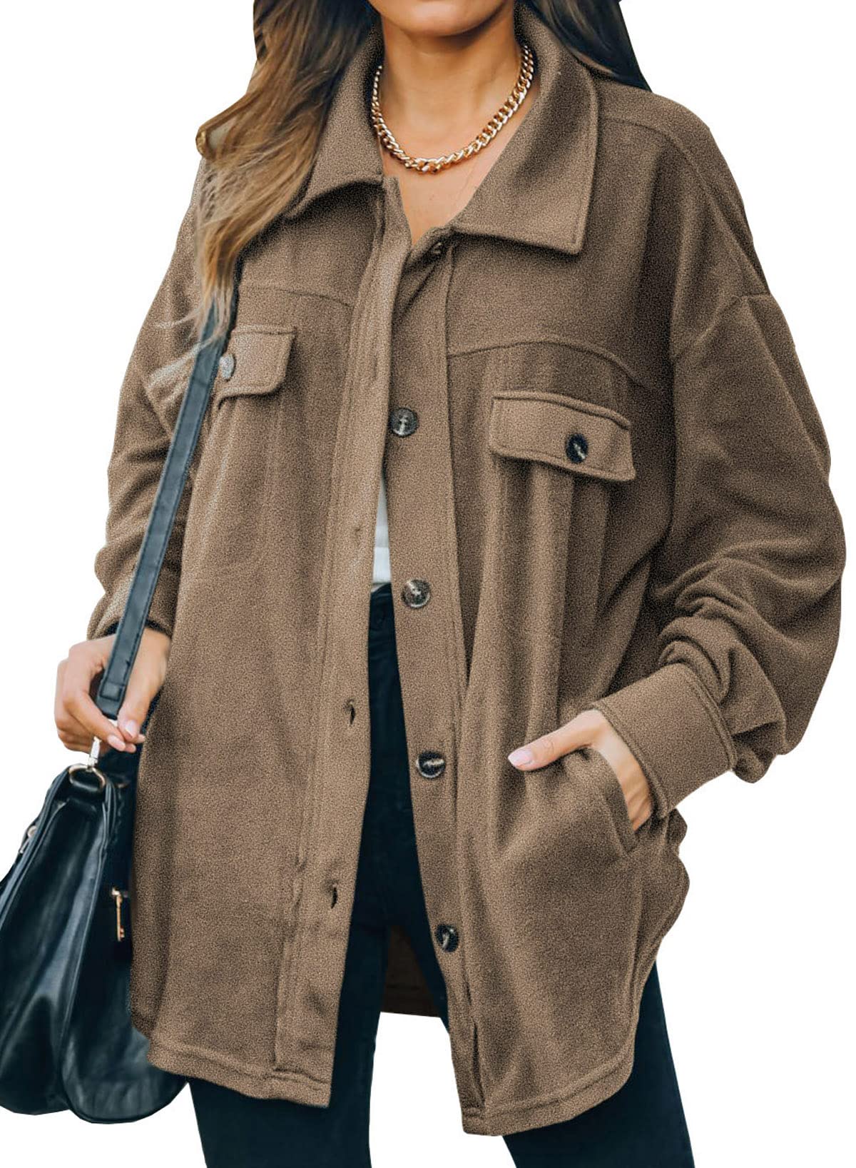 Casual Coat Long Sleeve Shacket Shirts Jacket