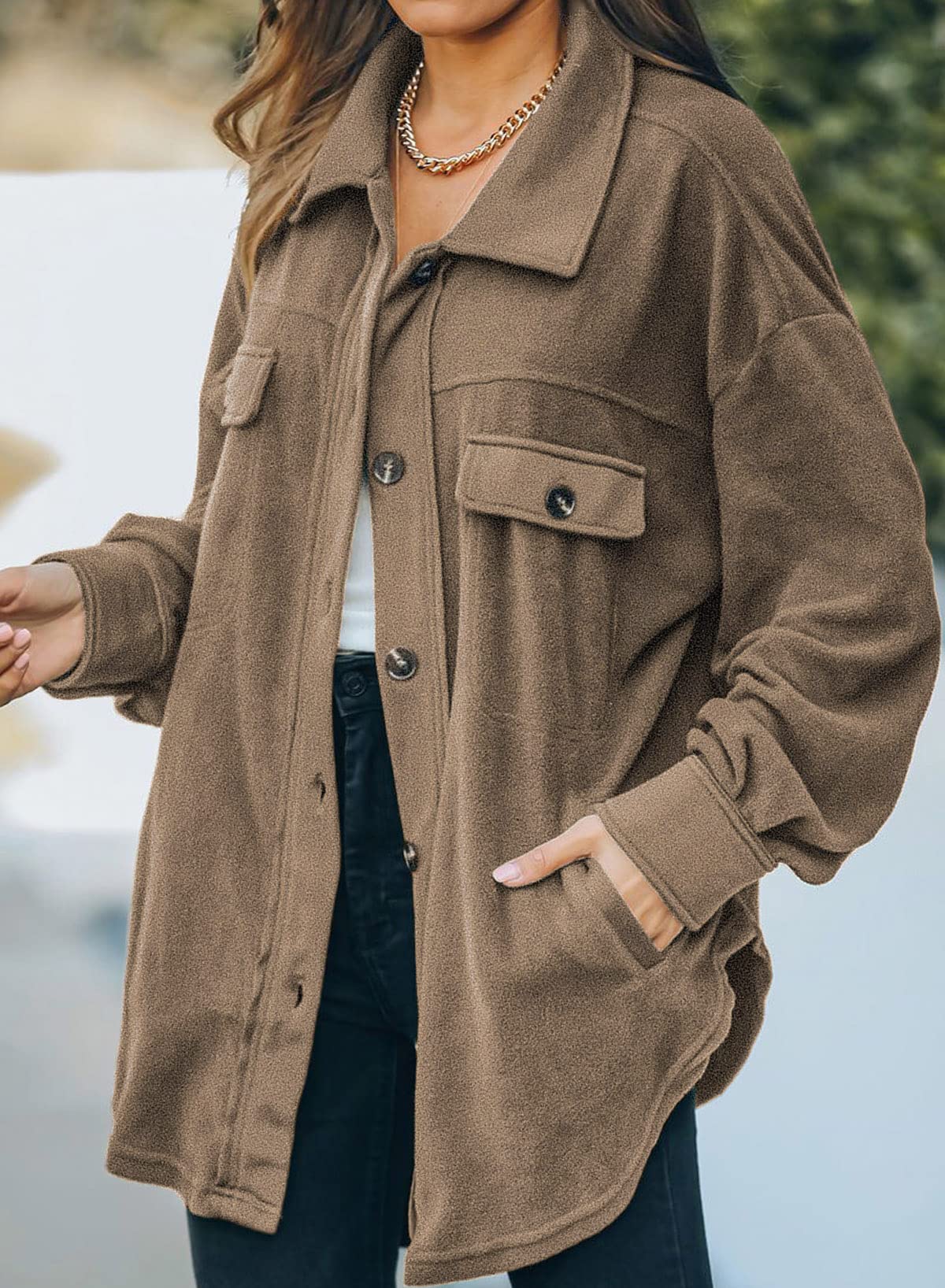 Casual Coat Long Sleeve Shacket Shirts Jacket