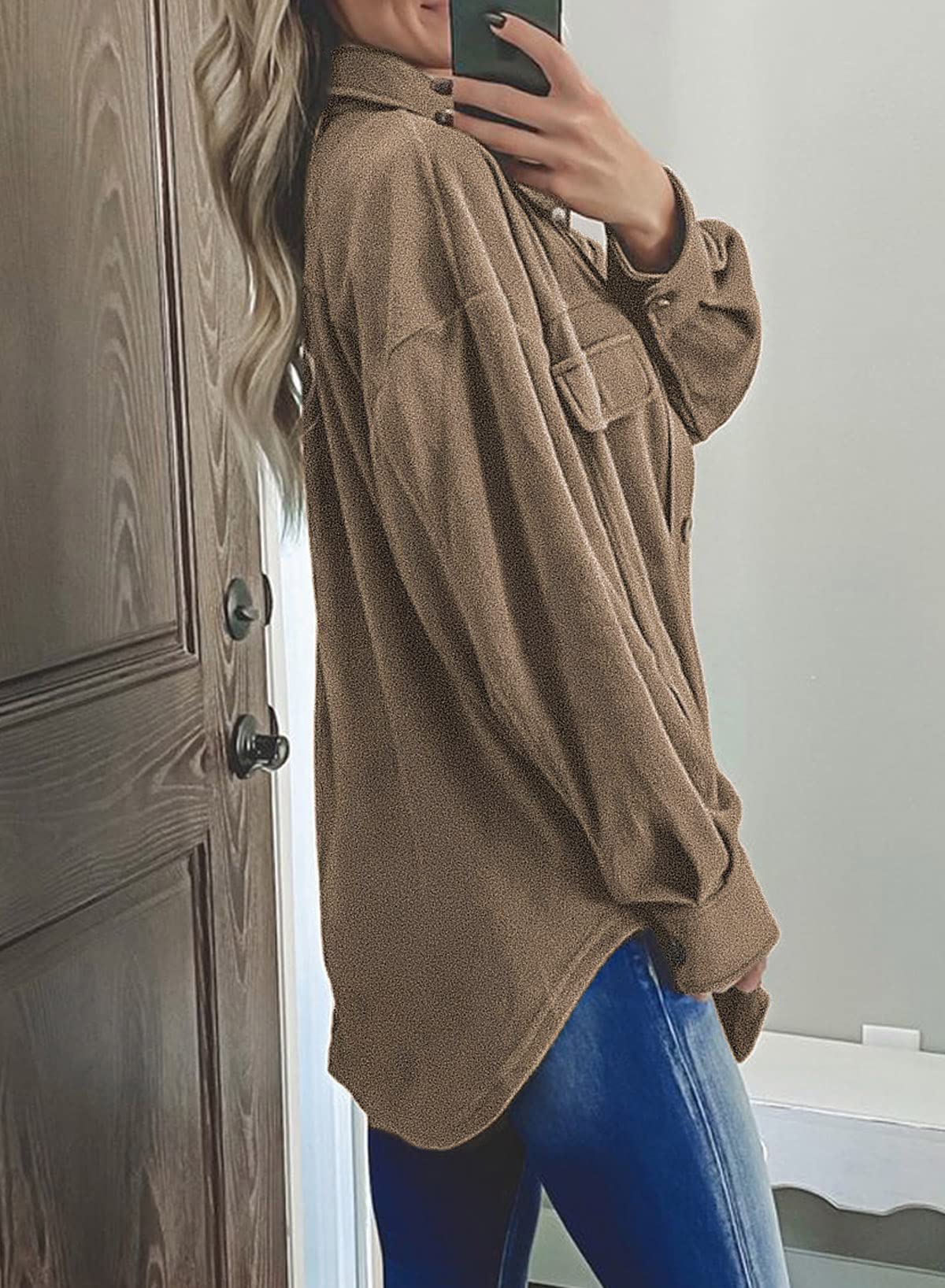 Casual Coat Long Sleeve Shacket Shirts Jacket