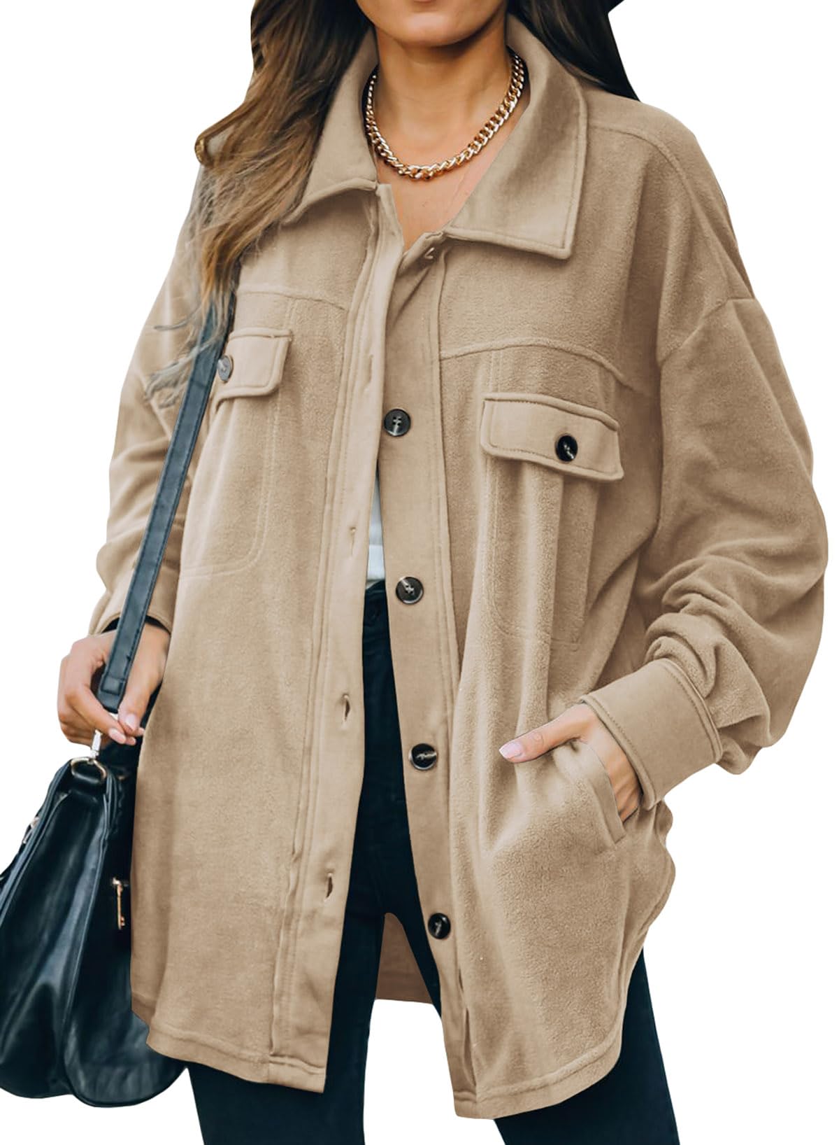 Casual Coat Long Sleeve Shacket Shirts Jacket