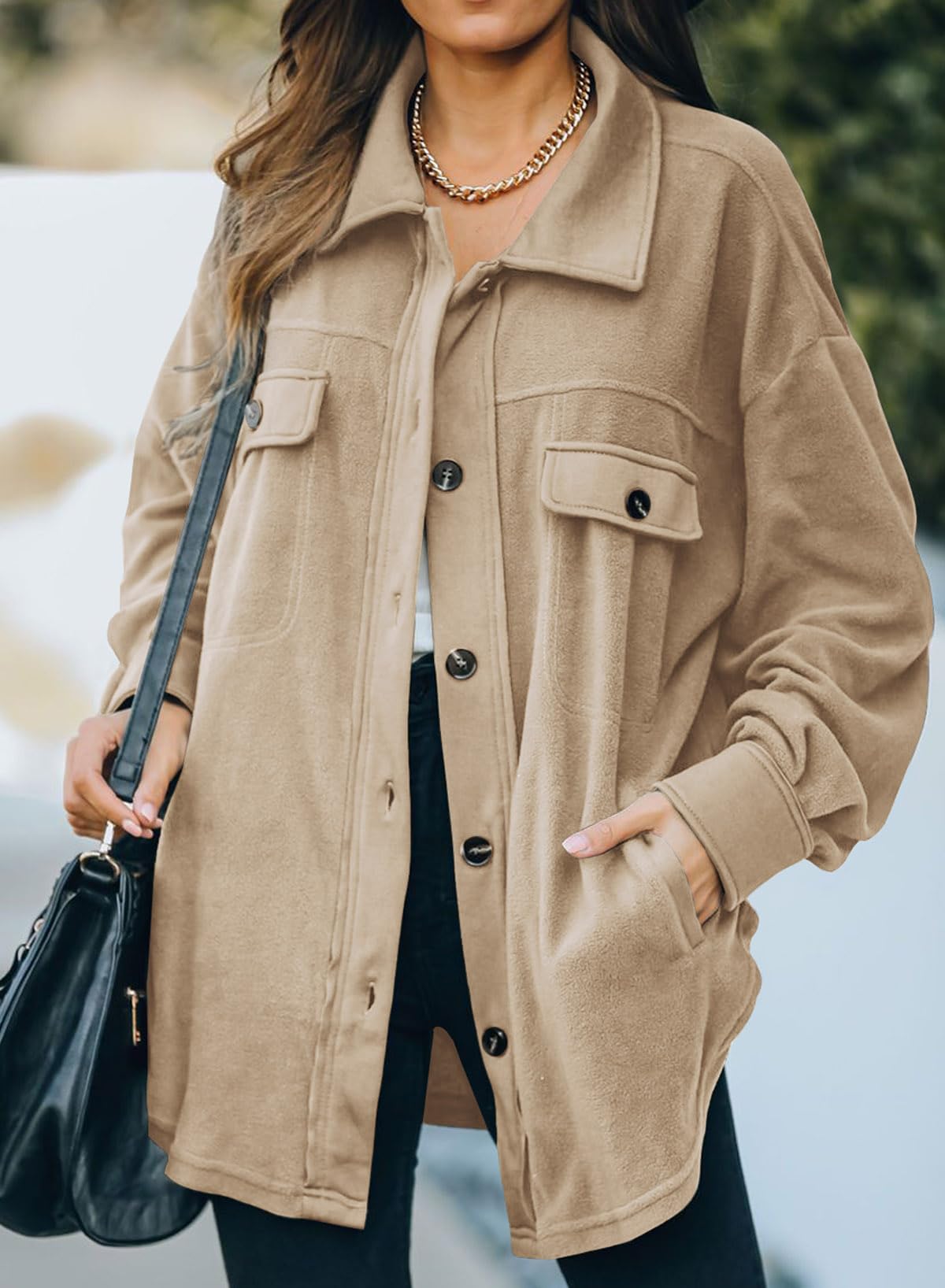 Casual Coat Long Sleeve Shacket Shirts Jacket
