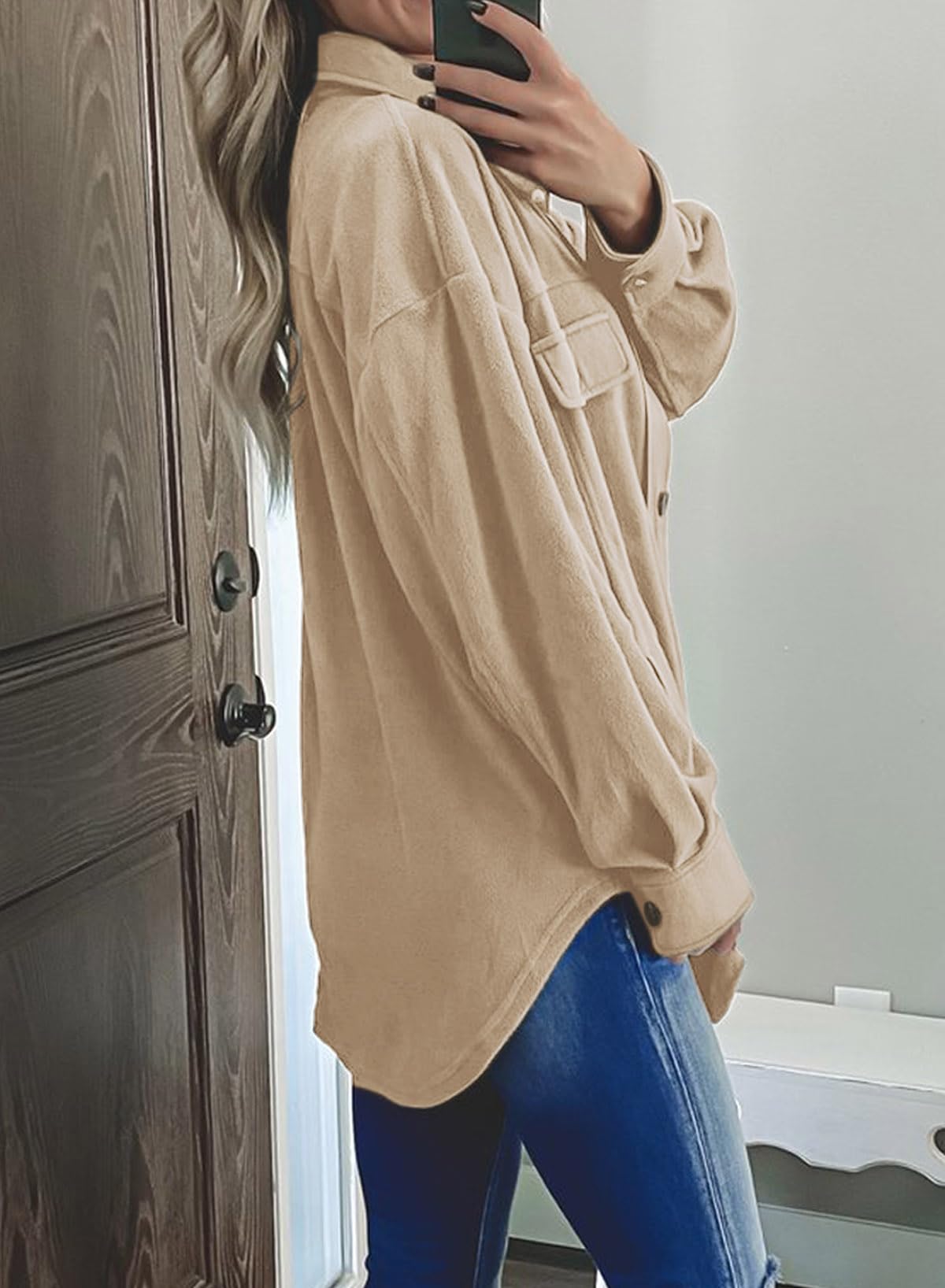 Casual Coat Long Sleeve Shacket Shirts Jacket