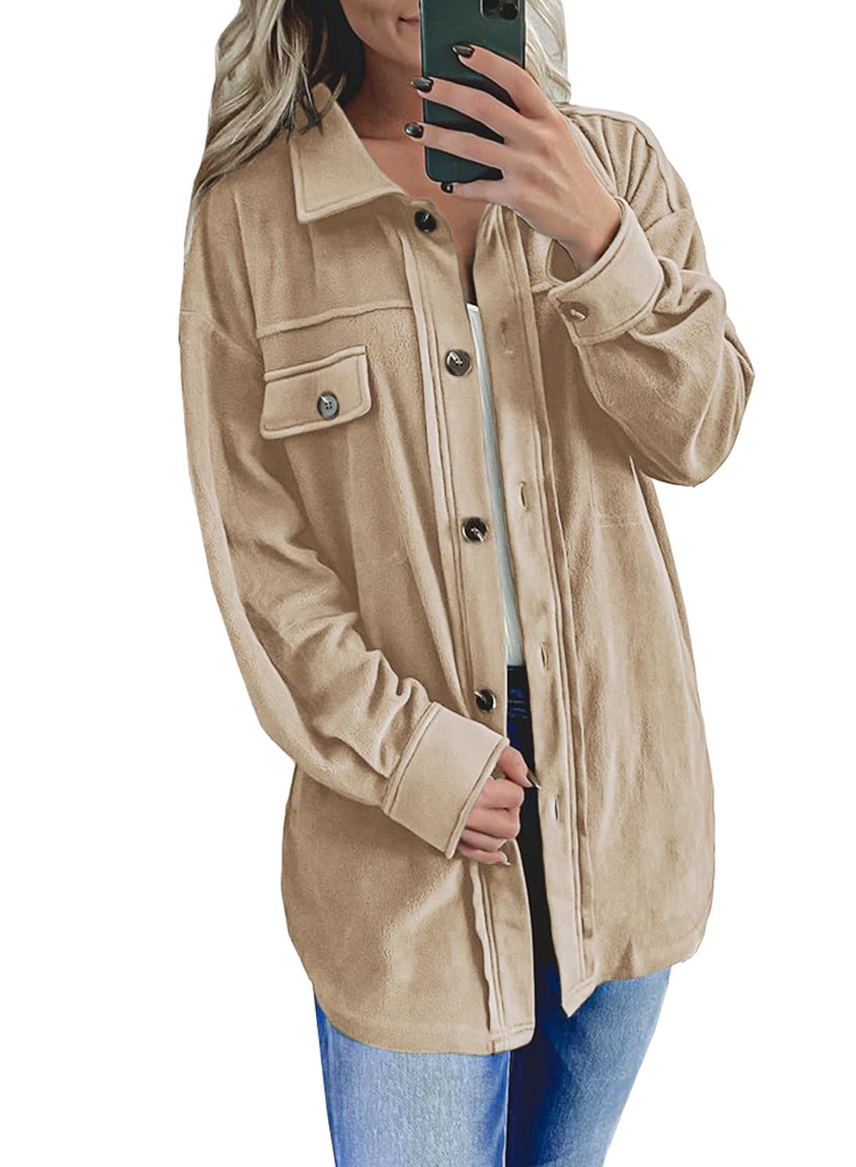 Casual Coat Long Sleeve Shacket Shirts Jacket