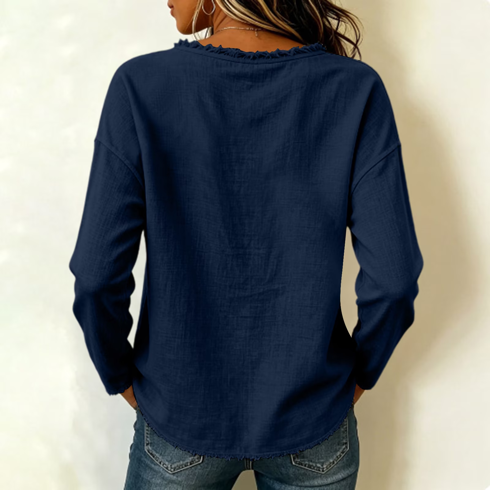 DISCOUNT SALE 55% OFF🔥 Unique Stitching Patchwork Round Neck Long Sleeve Blouse for Women