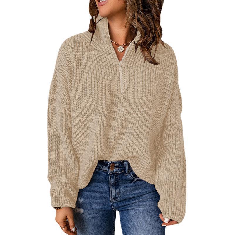 Women's Casual Turtleneck Zipper Sweater