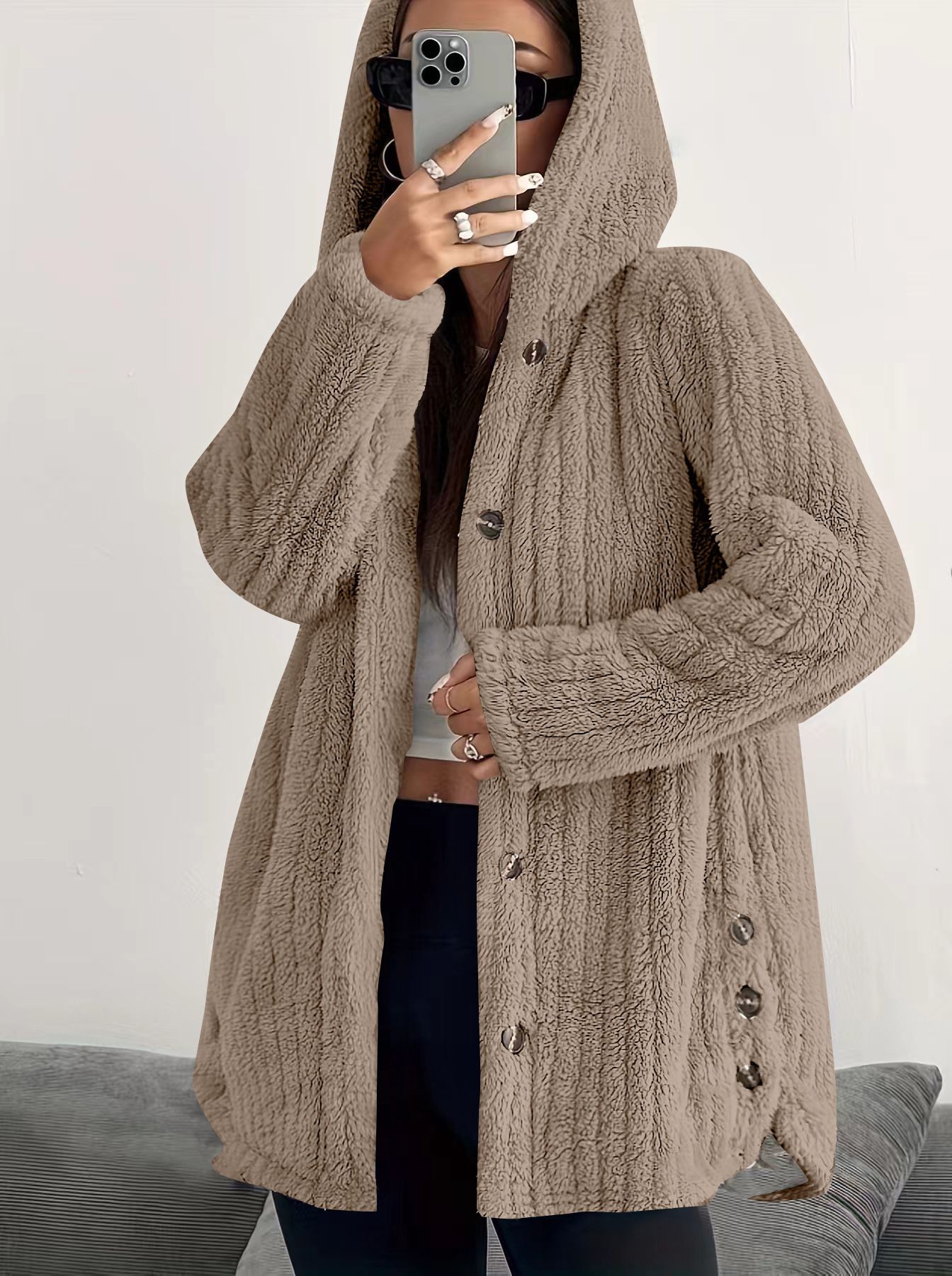 2025 NEW IN-Mid-Length Jacket Warm Plush Fleece Casual Winter Coat [BUY 2 FREE SHIPPING]