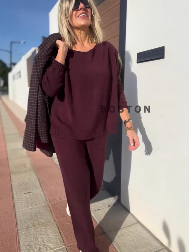 2024 Hot Sale Soft Cashmere Casual Sweater Suit