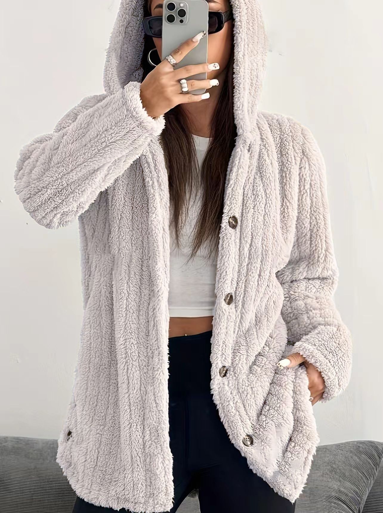 2025 NEW IN-Mid-Length Jacket Warm Plush Fleece Casual Winter Coat [BUY 2 FREE SHIPPING]