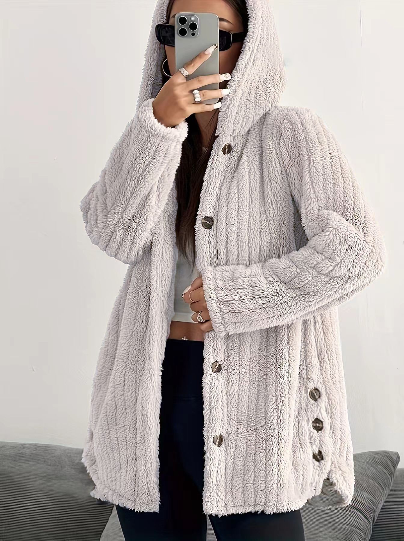 2025 NEW IN-Mid-Length Jacket Warm Plush Fleece Casual Winter Coat [BUY 2 FREE SHIPPING]