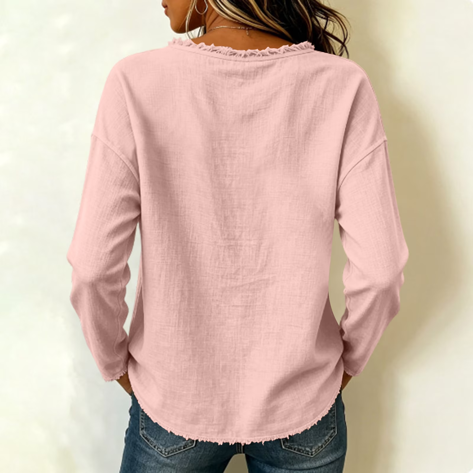 DISCOUNT SALE 55% OFF🔥 Unique Stitching Patchwork Round Neck Long Sleeve Blouse for Women