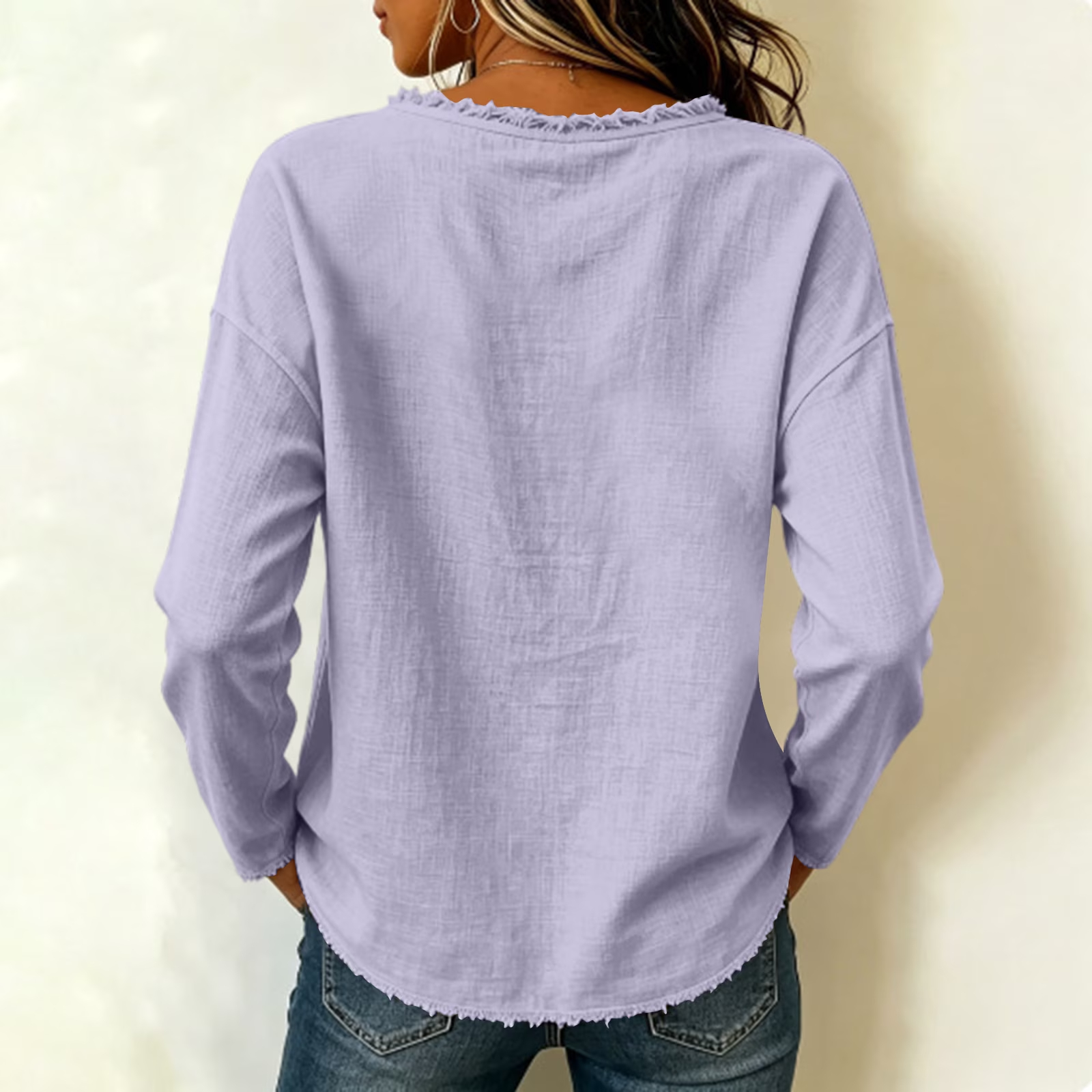 DISCOUNT SALE 55% OFF🔥 Unique Stitching Patchwork Round Neck Long Sleeve Blouse for Women