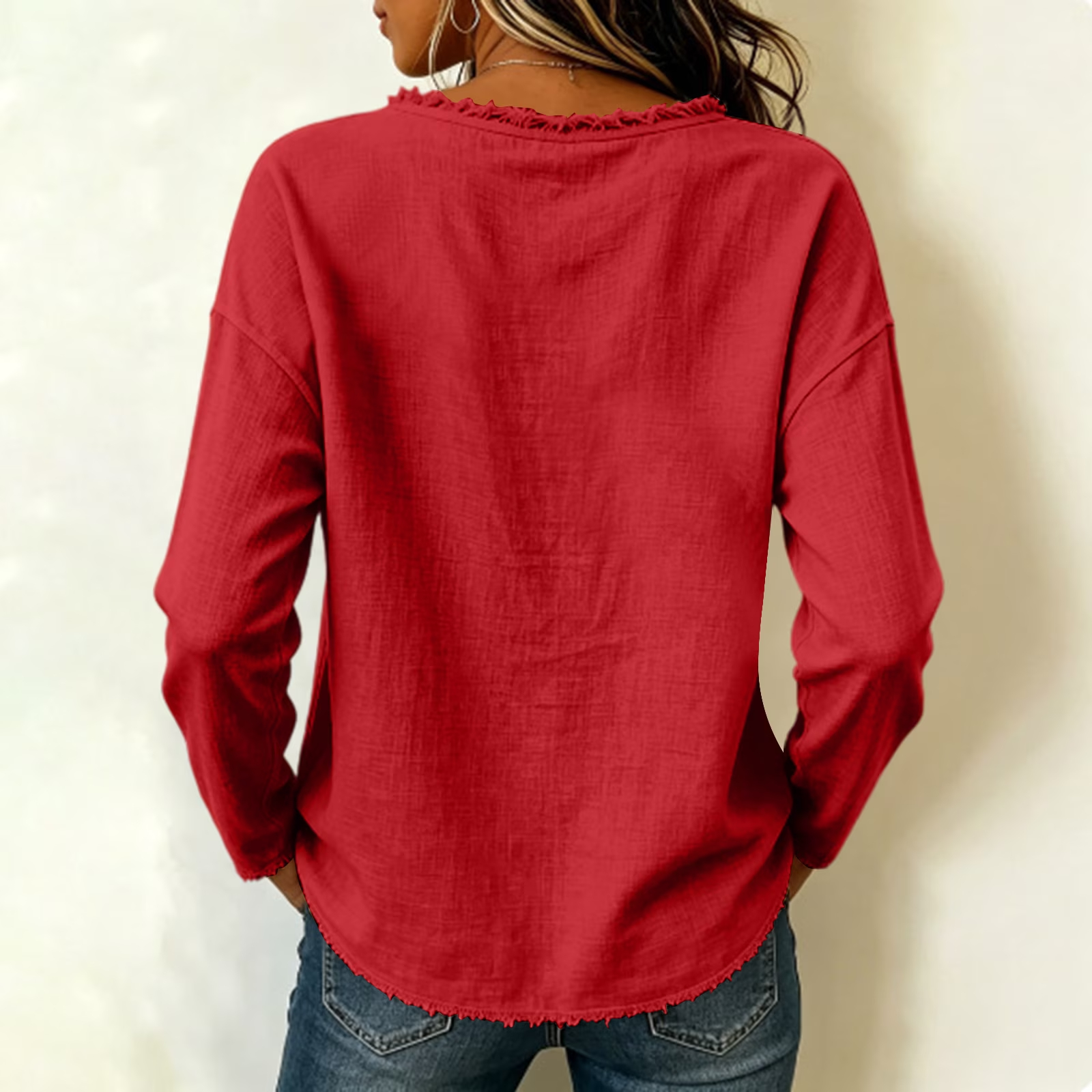 DISCOUNT SALE 55% OFF🔥 Unique Stitching Patchwork Round Neck Long Sleeve Blouse for Women