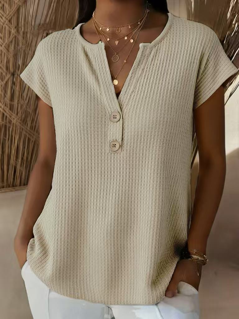 DISCOUNT SALE 50% OFF🔥 Women's V-neck Waffle Sweater Shirt