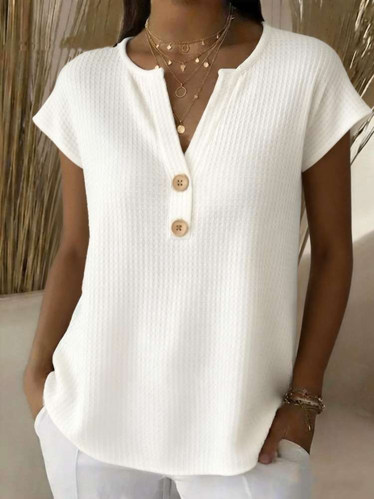 DISCOUNT SALE 50% OFF🔥 Women's V-neck Waffle Sweater Shirt