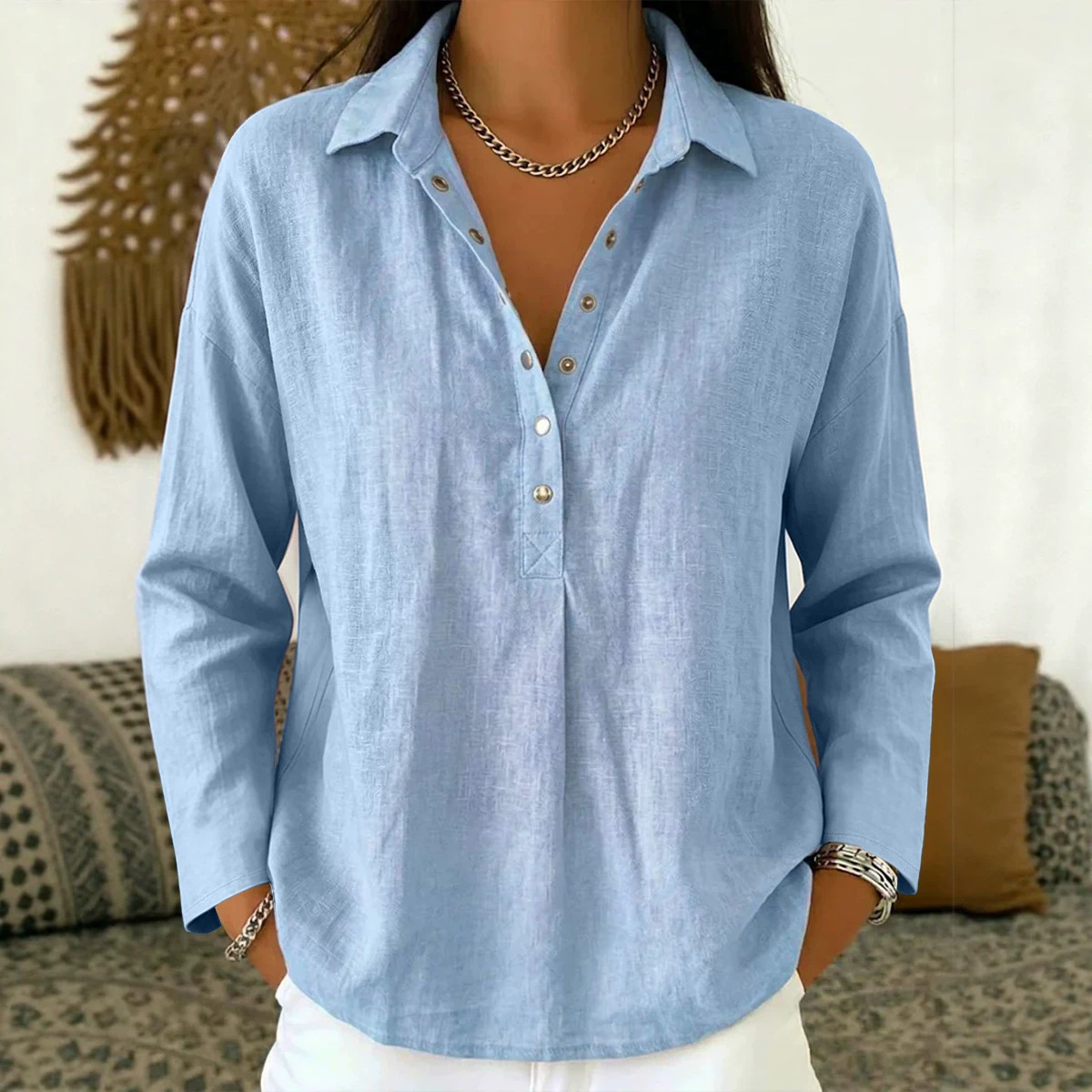 CLEARACNE SALE🔥 Women's V-neck Long sleeve Shirt