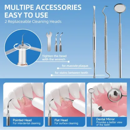 🦷✨Remover for Teeth, dental scaler，Electric Tooth Cleaner Tartar Remover for Teeth with LED Light