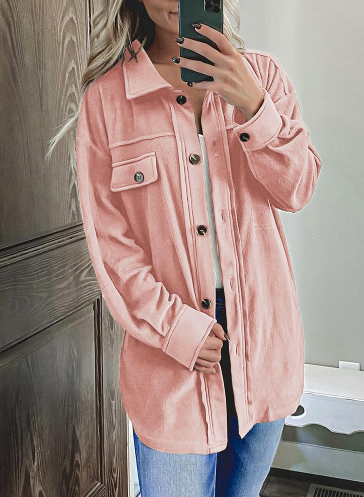 Casual Coat Long Sleeve Shacket Shirts Jacket