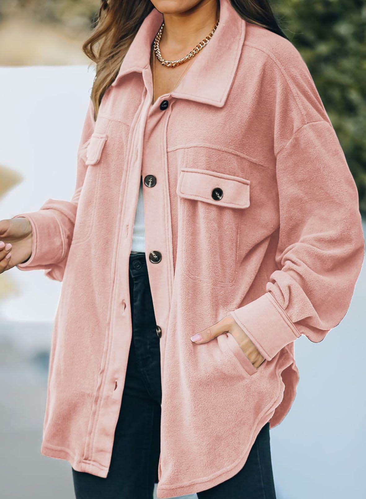 Casual Coat Long Sleeve Shacket Shirts Jacket