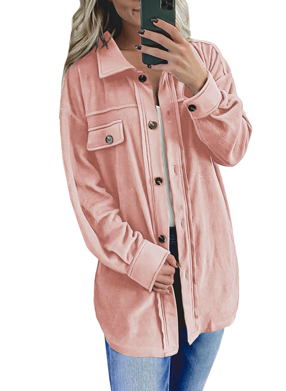 Casual Coat Long Sleeve Shacket Shirts Jacket