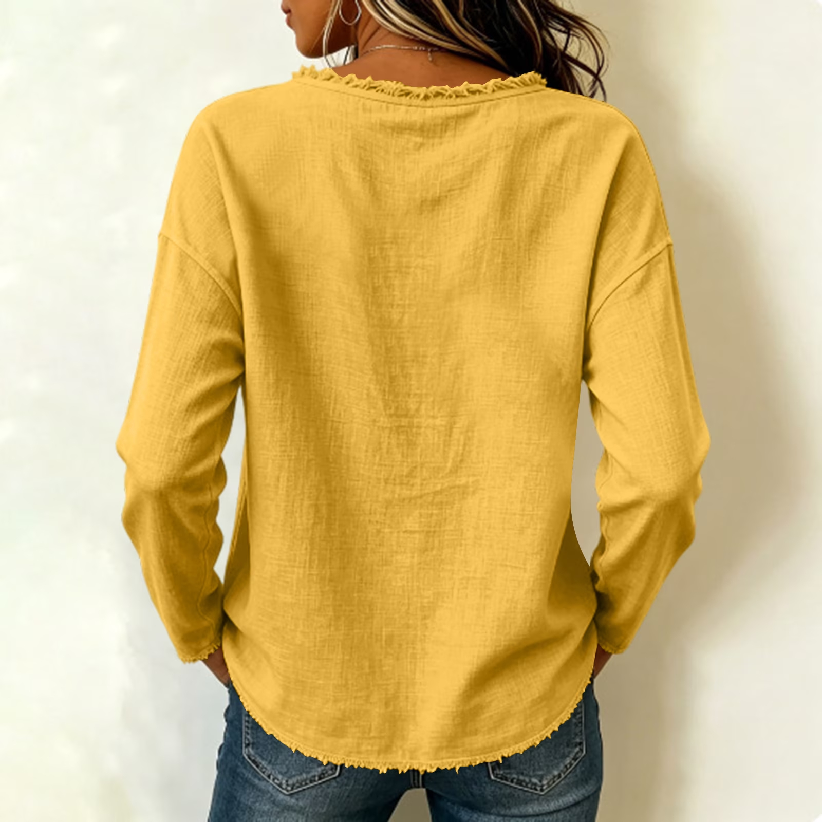 DISCOUNT SALE 55% OFF🔥 Unique Stitching Patchwork Round Neck Long Sleeve Blouse for Women