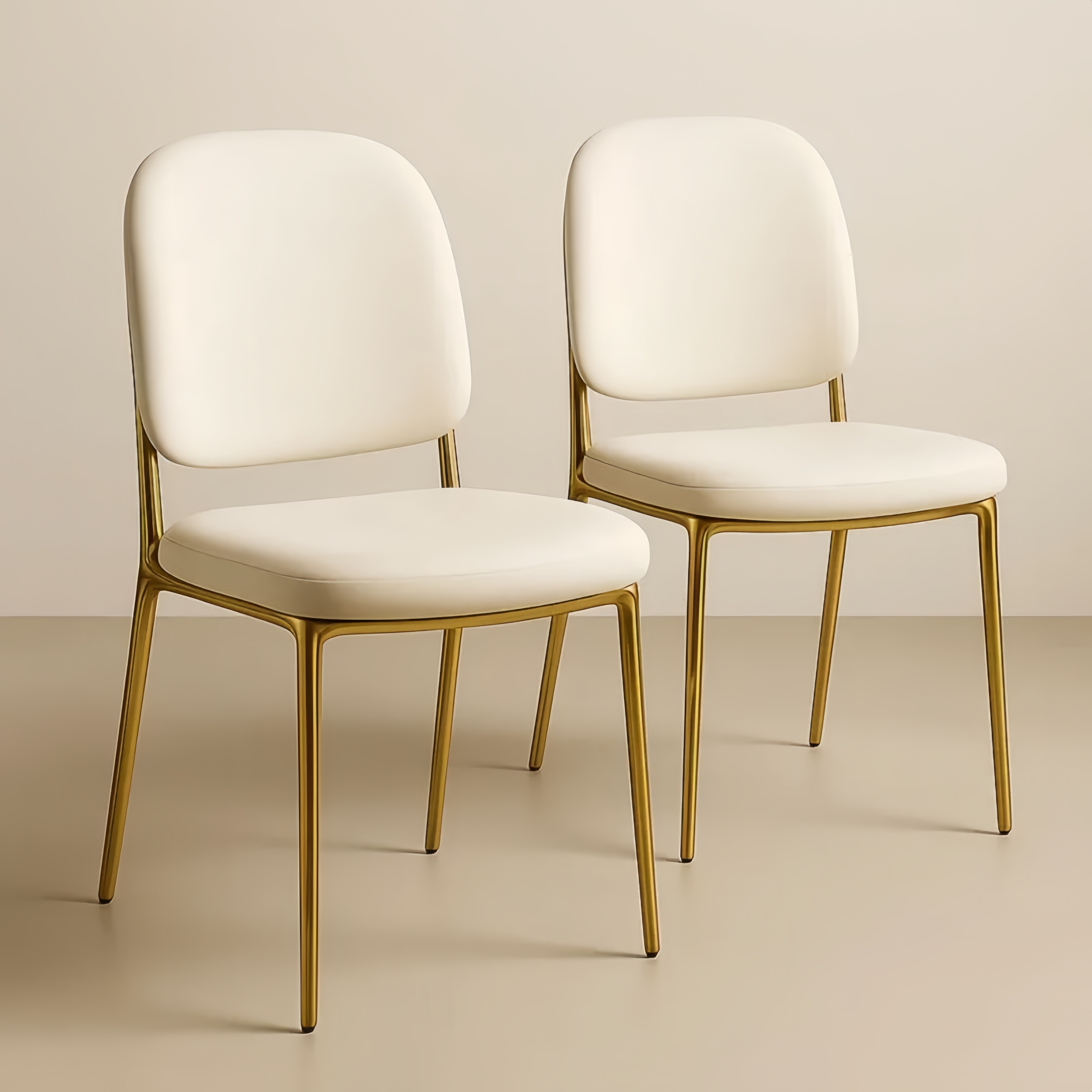 Lot de 2 chaises en acier avec rembourrage en mousse Blanc Crème
