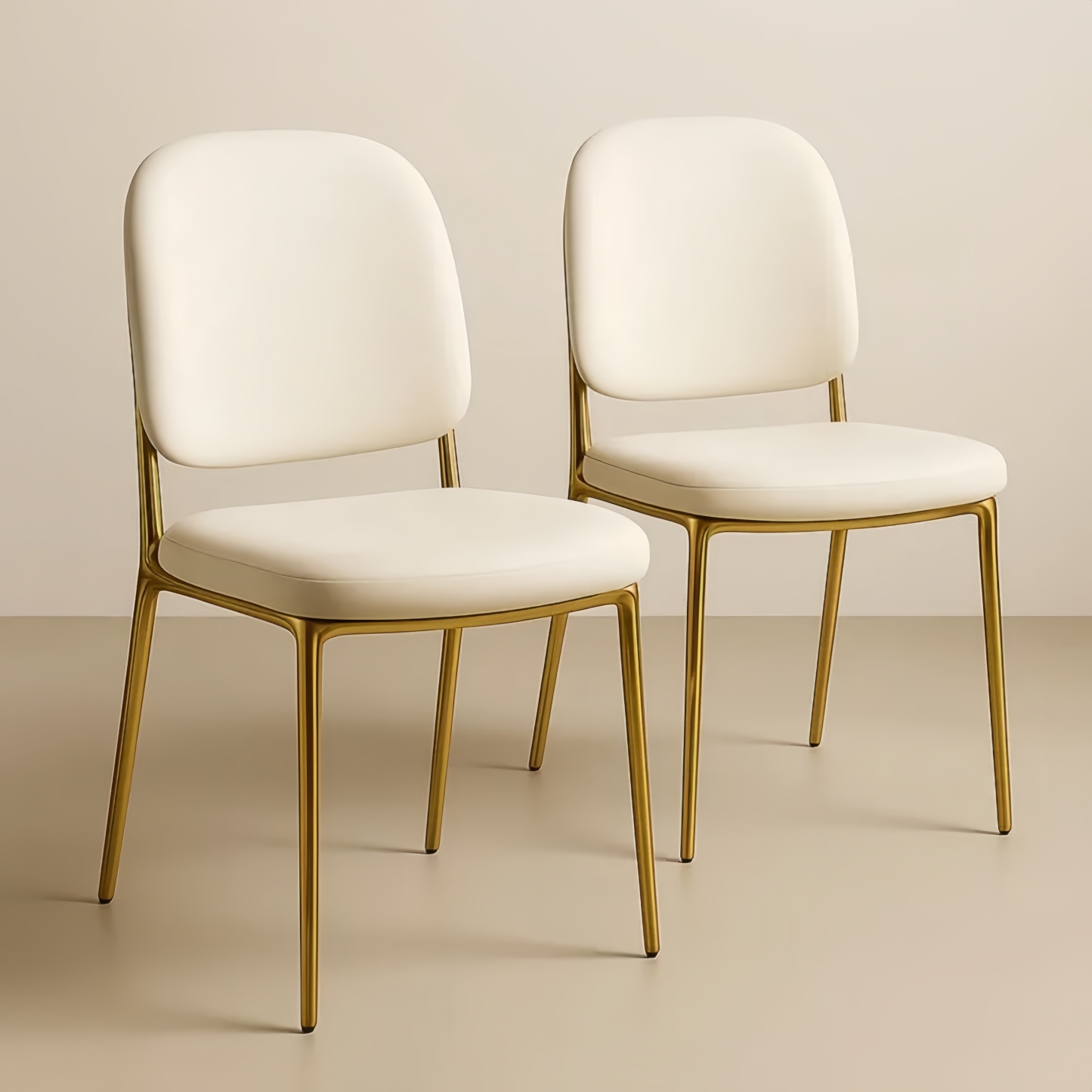 Lot de 2 chaises en acier avec rembourrage en mousse Blanc Crème
