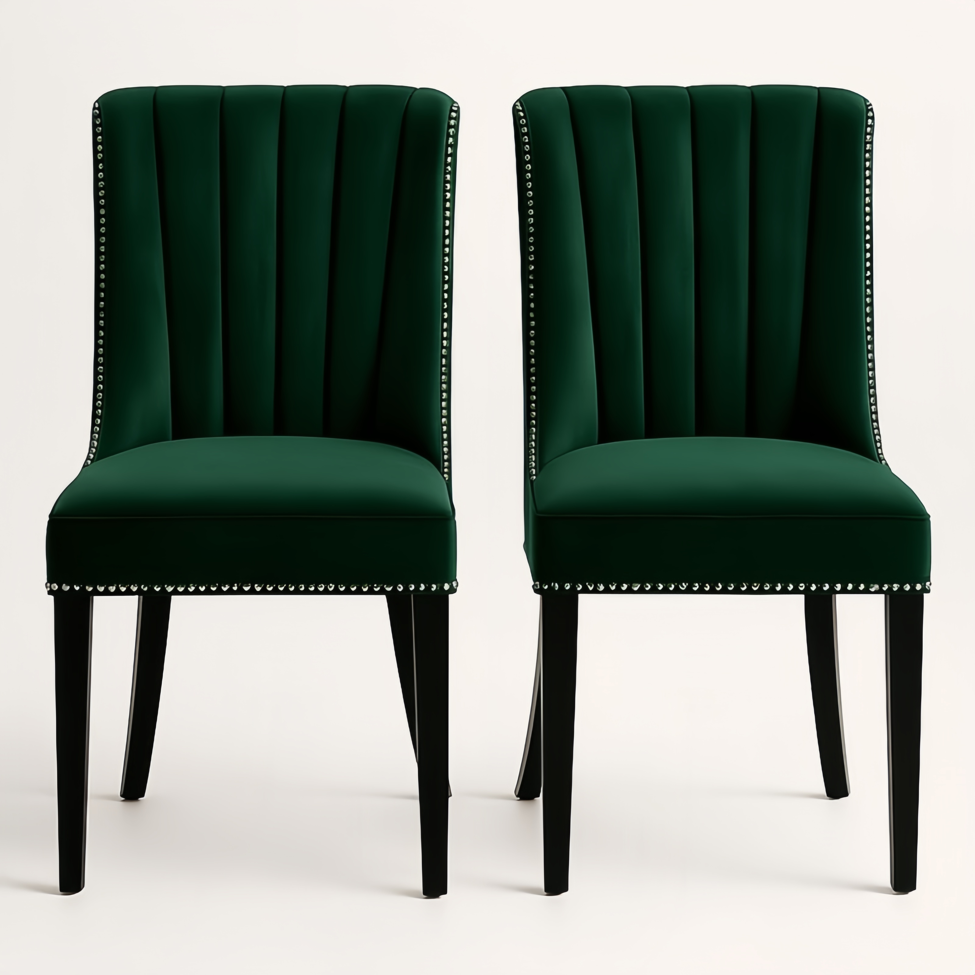 Chaises en Velours avec Détails Cloutés Vert 48x60x85 cm Lot de 2