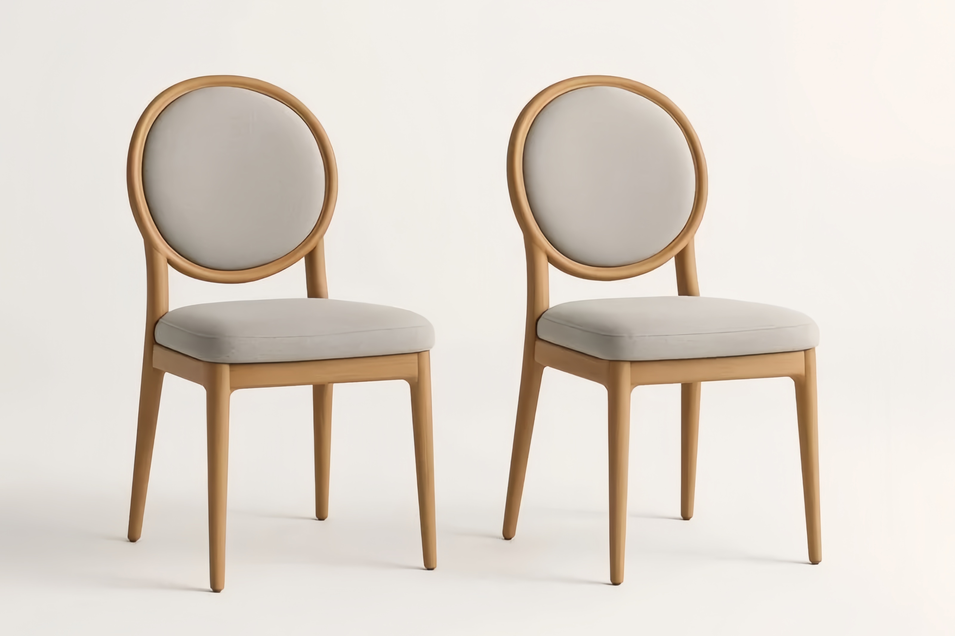 Lot de 2 chaises en bois avec assise rembourrée gris clair