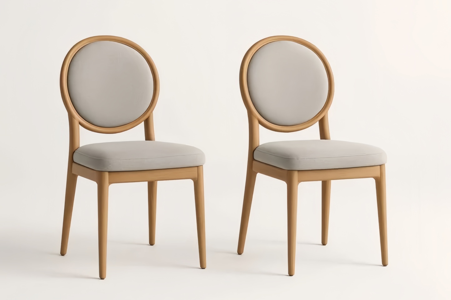 Lot de 2 chaises en bois avec assise rembourrée gris clair