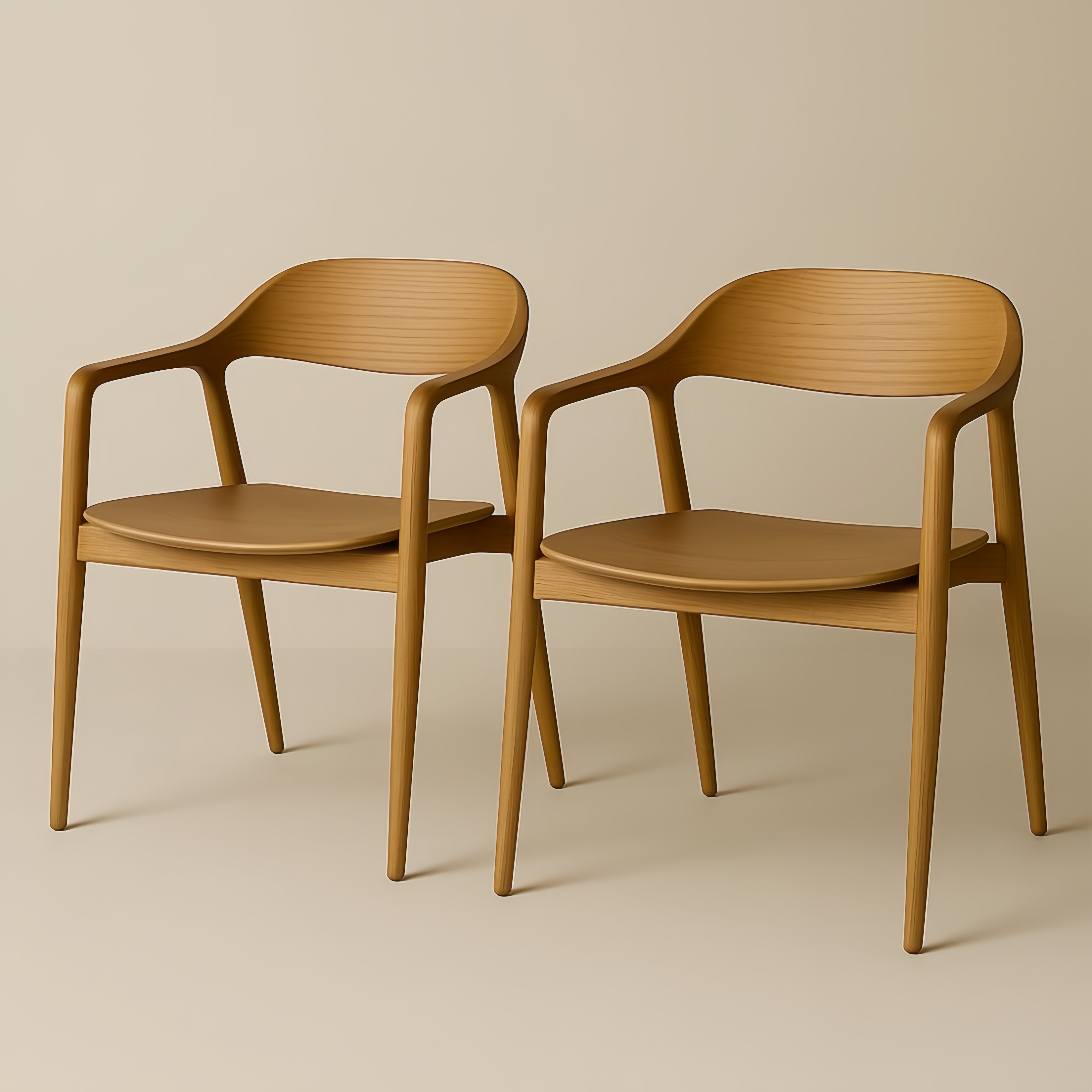 Lot de 2 chaises en bois avec accoudoirs