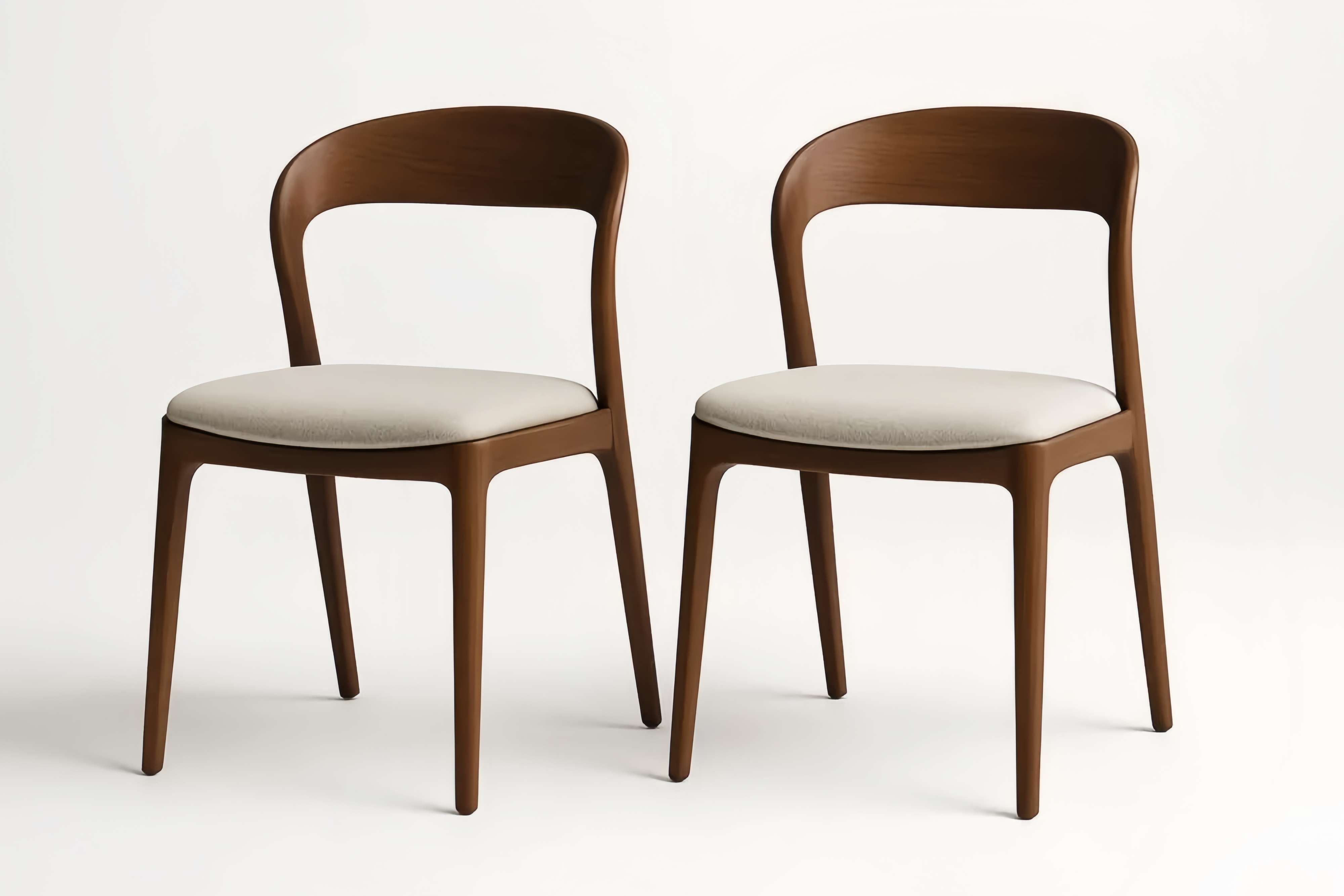 Chaise en bois avec assise en tissu brun et beige lot de 2