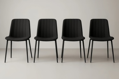 Ensemble de 4 chaises en tissu noir avec pieds en métal