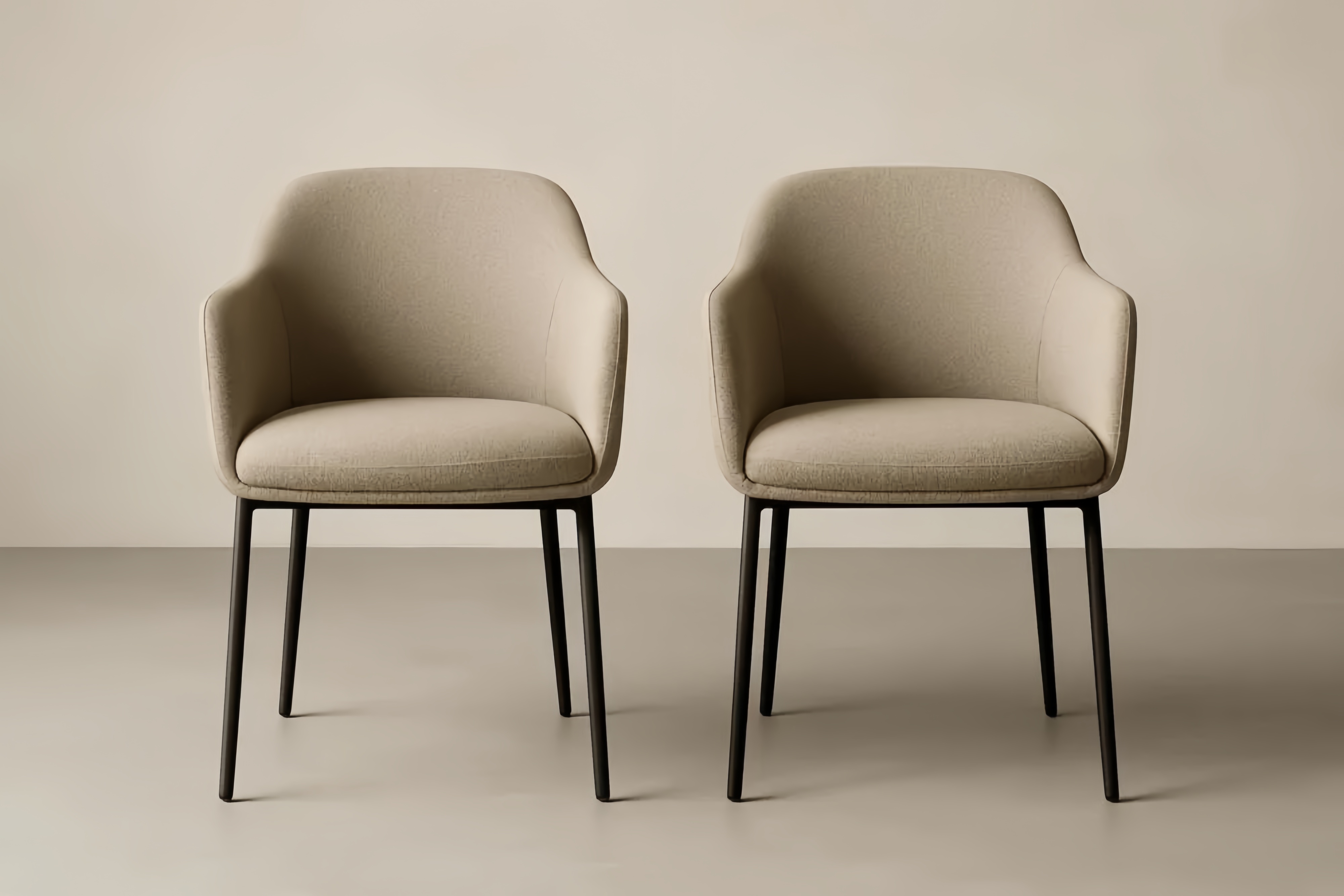 Chaises en tissu avec pieds en acier ensemble de 2