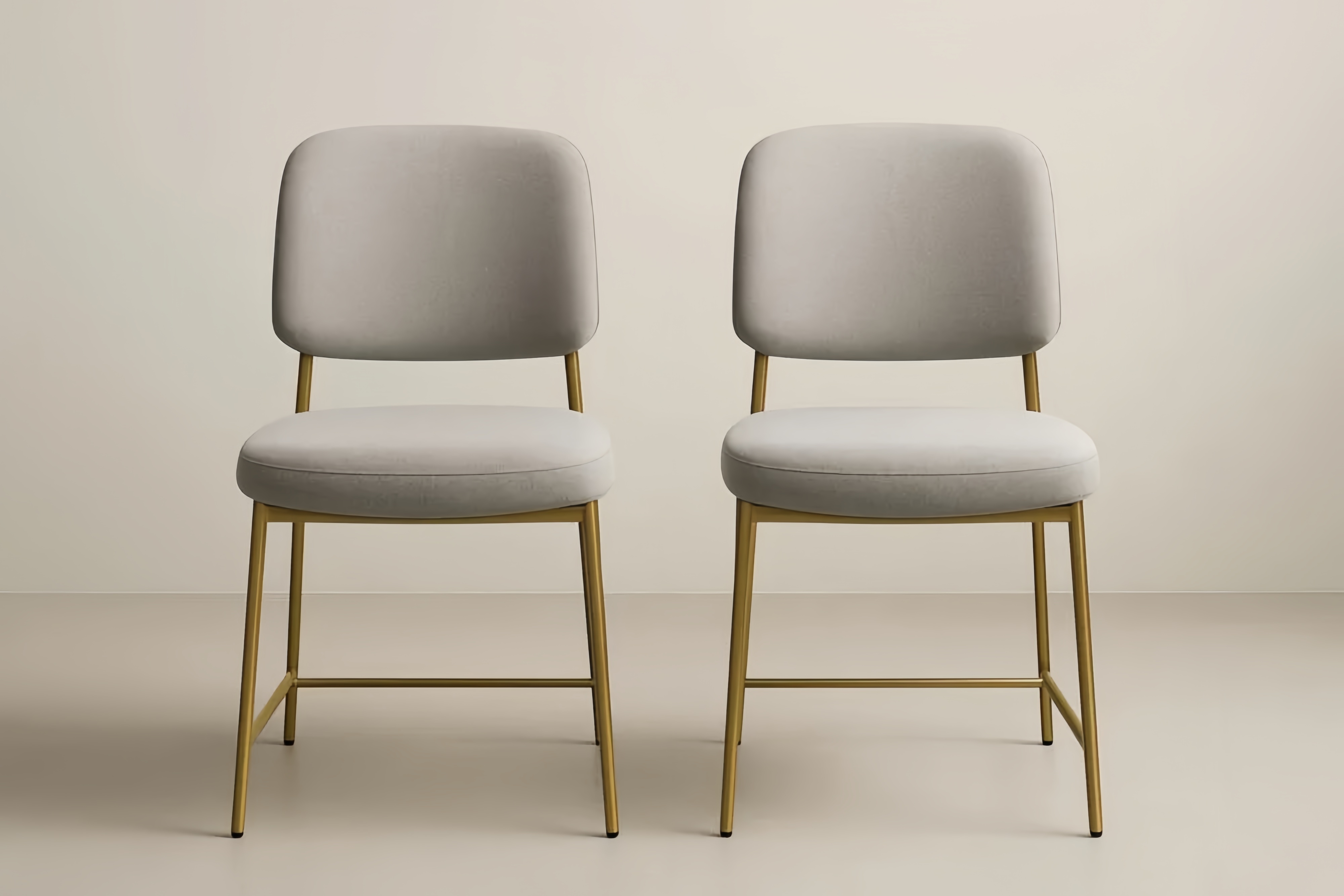 Lot de 2 chaises en tissu et acier doré