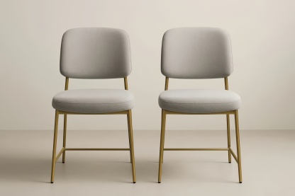Lot de 2 chaises en tissu et acier doré