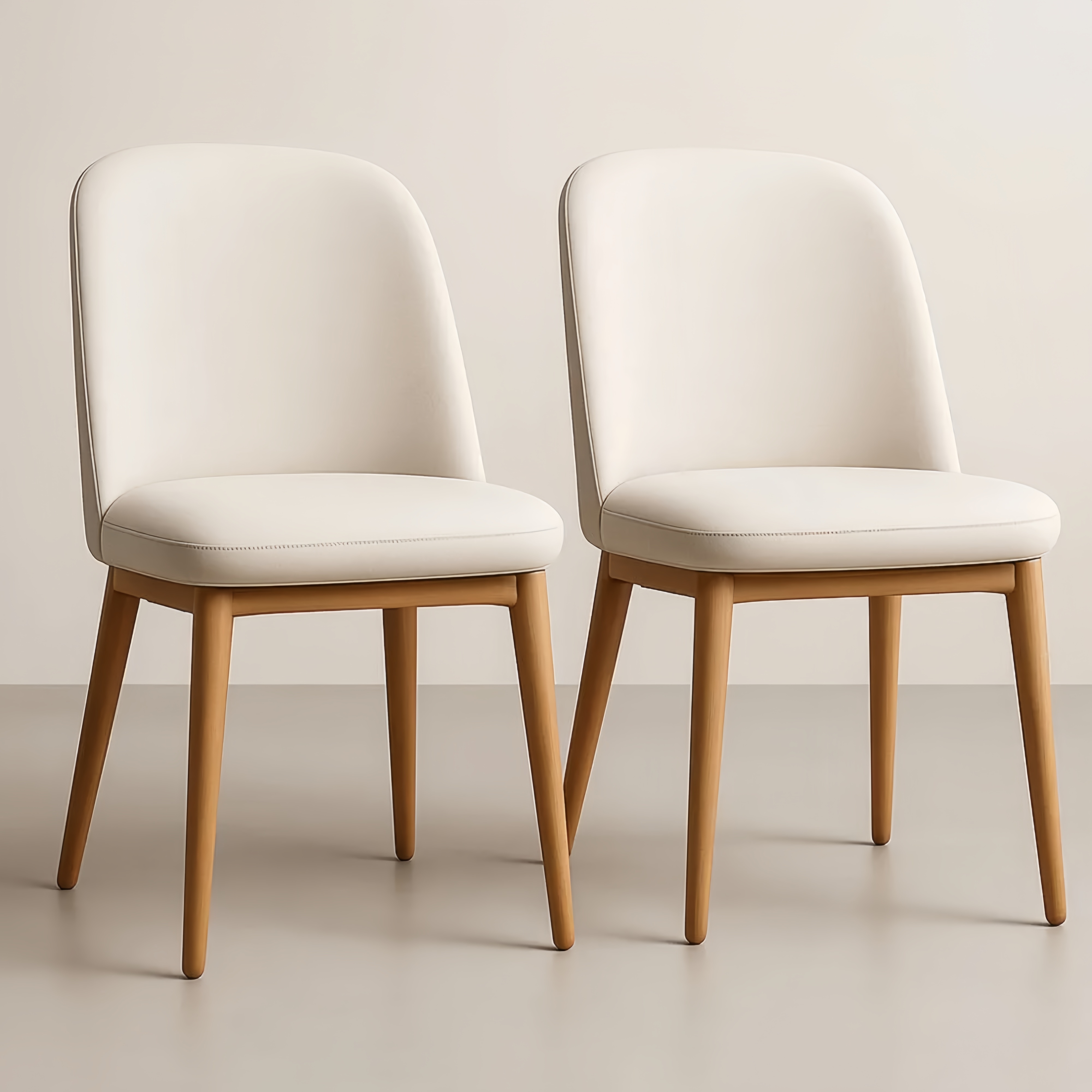 Lot de 2 chaises en tissu avec pieds en bois de hêtre