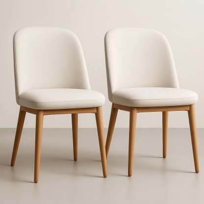 Lot de 2 chaises en tissu avec pieds en bois de hêtre