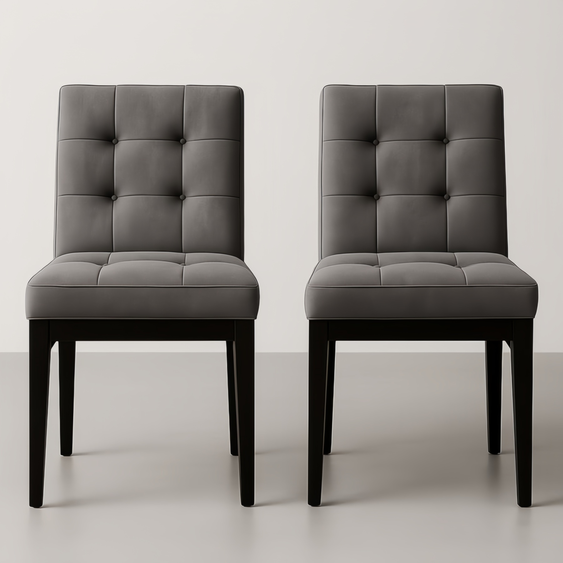 Lot de 2 chaises en bois massif et tissu polyester Gris