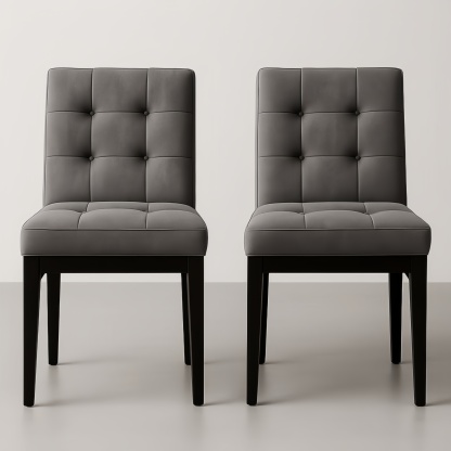 Lot de 2 chaises en bois massif et tissu polyester Gris