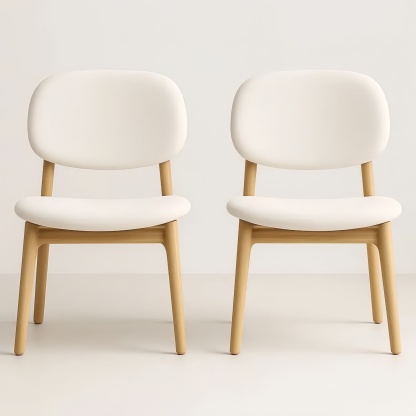 Paire de chaises en tissu polyester blanc et bois de hêtre