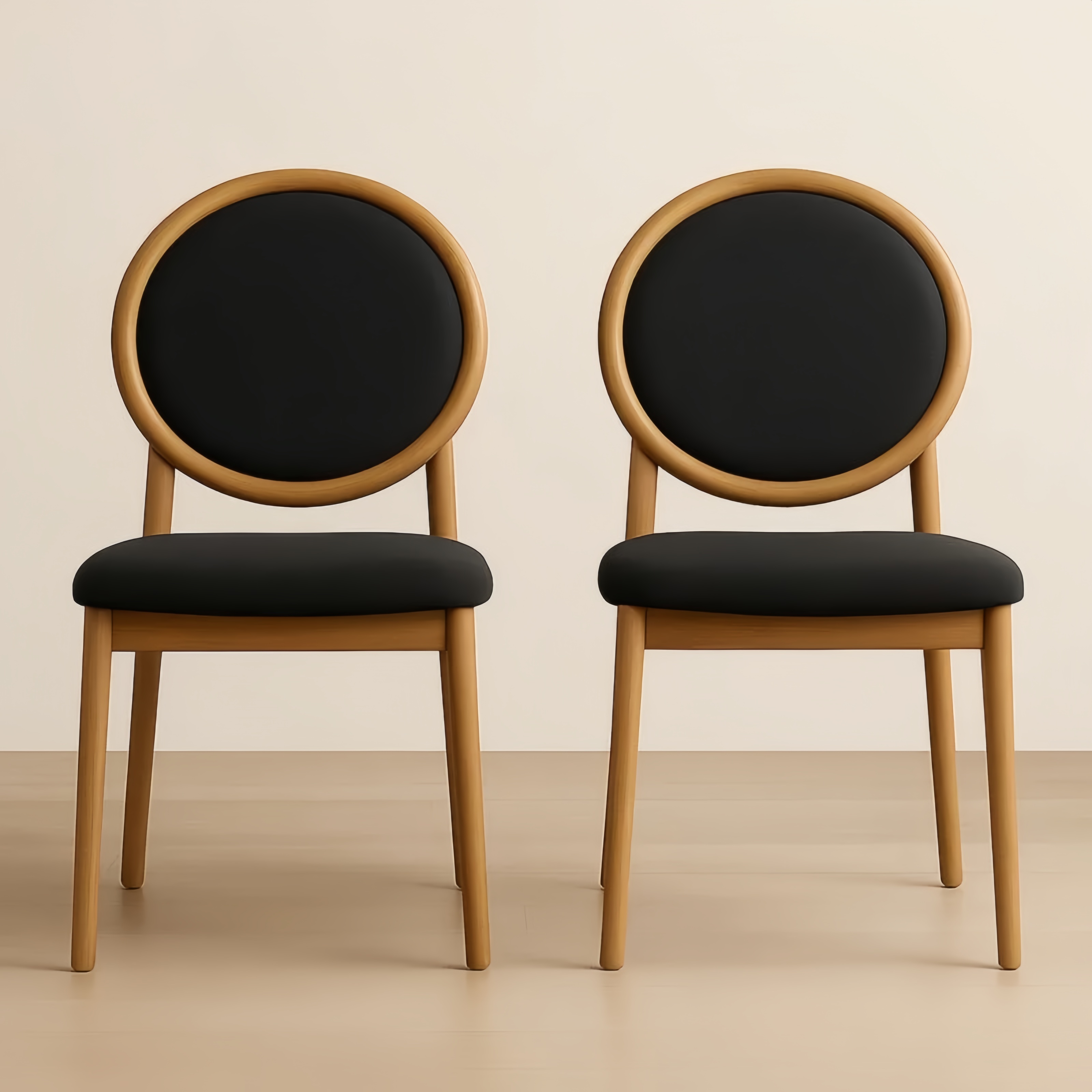 Lot de 2 chaises en bois et tissu noir