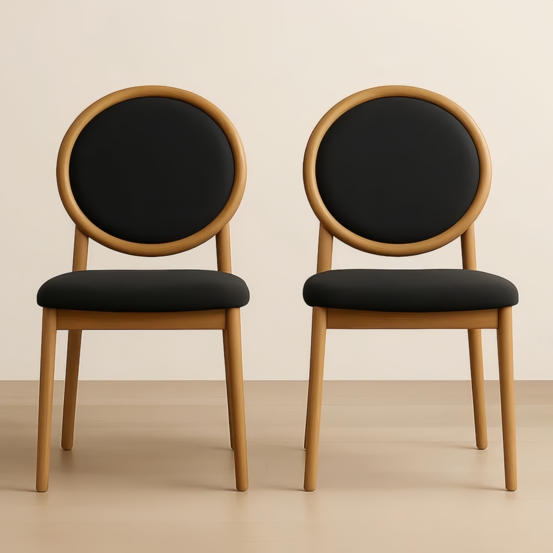 Lot de 2 chaises en bois et tissu noir