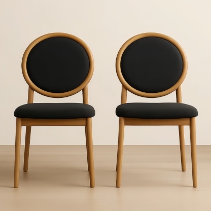 Lot de 2 chaises en bois et tissu noir