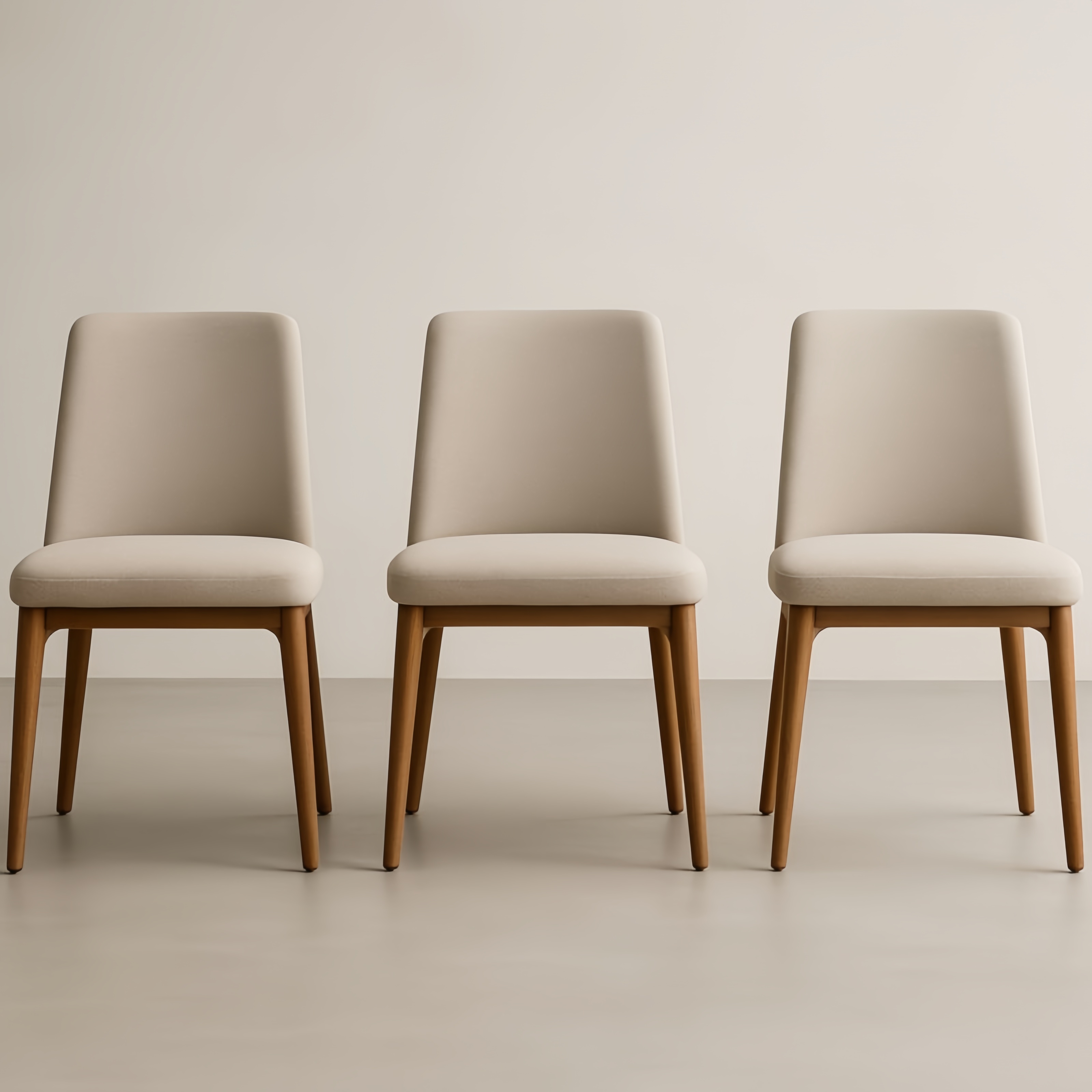 Ensemble de 3 chaises en bois et tissu beige 45x55x85 cm