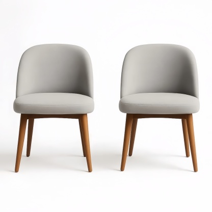 Lot de 2 chaises en tissu avec pieds en bois