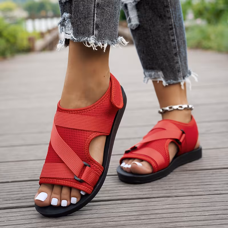 womens mesh breathable summer sports sandals with webbing and decoration casual fashion versatile vacation beach   lightweight casual round toe soft sole comfortable slippers women shoes Product details 8